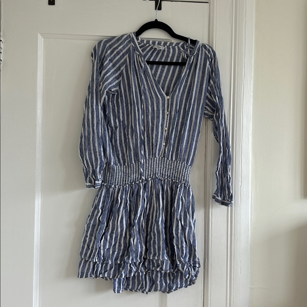 Rails Linen Striped Blue and White Dress